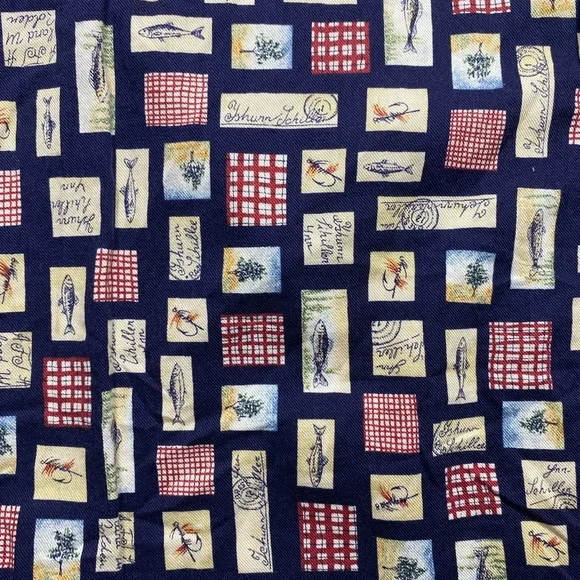 Woolrich Men's Fly Fishing Pattern Blue Long Sleeve Button Shirt - Picture 5 of 10